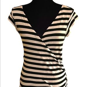 Nicole Miller Artelier Black & White Stripe Midi Dress